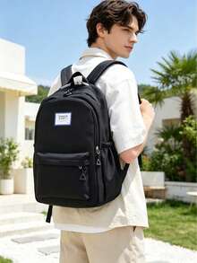 Ba lô phong cách sinh viên tối giản unisex, túi nylon bền chắc dung tích lớn, balo đựng laptop và sách vở cho sinh viên, balo du lịch ngoài trời đa năng tiện dụng. - Nhiều màu - Xem 1