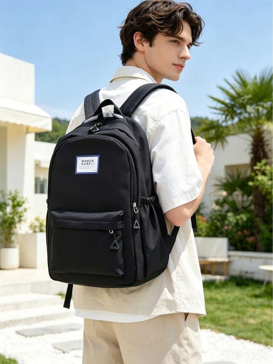 Ba lô phong cách sinh viên tối giản unisex, túi nylon bền chắc dung tích lớn, balo đựng laptop và sách vở cho sinh viên, balo du lịch ngoài trời đa năng tiện dụng. - Nhiều màu - Xem 1