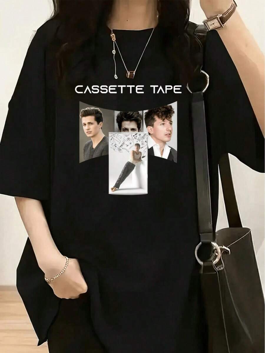 1 Piece Homies Good Buddies Cartoon Print T-Shirt - Women's Casual Short Sleeve Crew Neck T-Shirt, Soft Cotton, 180g, 100% Cotton. - Black 6 - 查看 1