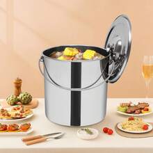 20L Stainless Steel Bucket With Lid, Milk Bucket With Carrying Handle And Water Scoop, Silver Food Transport Bucket For Water, Ice, Milk - View 8