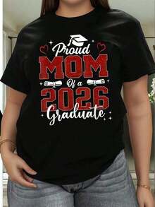Soft T-Shirt For Women, Graduating Mom, Proud Of Her Graduating Child - Class And Diploma Design, Comfortable Casual Short Sleeve Crew Neck T-Shirt, Short Sleeve T-Shirt For Spring, Summer And Autumn Graduations, Women's T-Shirts, Printed T-Shirt, Elegant Blouses For Ladies, Summer T-Shirts, Tops, Summer Clothes For Women, Comfortable Casual Short Sleeve Crew Neck T-Shirt, Elegant Blouses For Ladies. - 黑色 - 查看 7