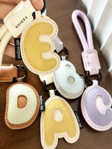 26 Letter Options Keychain - Letter Accessories Designed For English Names, Backpack Charm Accessories, Student Decoration, Portable Cute PU Leather Keychain, Suitable As Valentine's Day Gift Or Unisex Keychain Accessory - Letter - View 3
