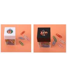 Macaron Color Plastic Transparent 3D Magnetic Paper Clip Storage Bucket - Paperclip Box - View 13