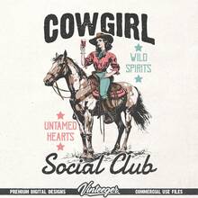 Cowgirl Social Club | Cowgirl Shirt Design | Western Girl Sublimation | Country Girl Print T-Shirt | Retro Western Style Shirt Design - 白色 - 查看 3