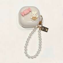 1个可爱糖果兔子+手链保护套，适用于三星Galaxy Buds Pro/FE/Buds Core、Buds Live、Buds2、Buds2 Pro无线蓝牙耳机，软壳女款 - 彩色 - 查看 5