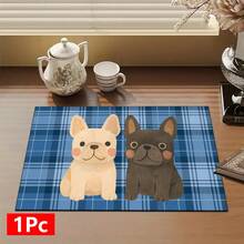 1pc Home Decor, Cute French Bulldog Pattern Absorbent Dish Drying Mat, Espresso Machine Countertop Pad, Sink Drain Mat, Soft Faucet Pad, Bathroom Cup Mat, Kitchen & Bathroom Accessories - Multicolor - View 13