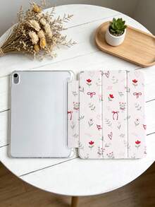 1个红色蝴蝶结花叶图案彩绘平板电脑保护套，兼容iPad Mini 4/Mini 5/Mini 6/Mini 7/Air/Air 2/9.7/10.2/10.5/Air 4/Air 5/10.9/Pro 11英寸/第十代/Air 11英寸(M2)-2024/Pro 11英寸(M4)-2024/Air 11英寸(M3) 2025/(A16) 11英寸第十一代 2025/Air 7(M3)2025(11英寸)/Air 8(M4)2026(11英寸)型号，以及Galaxy Tab A8 10.5英寸 2022。 - 彩色 - 查看 6