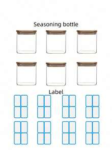 Tarros de especias de vidrio pequeños sellados con tapas de bambú, recipientes de almacenamiento de alimentos transparentes, recipientes apilables cuadrados para especias adecuados para especias de cocina, té, café - Multicolor - Ver 10