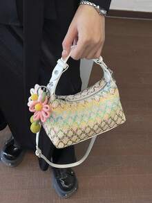 Túi dệt cỡ lớn phong cách retro thời trang, túi đeo vai chéo bằng rơm cho kỳ nghỉ biển. - Nhiều màu - Xem 7
