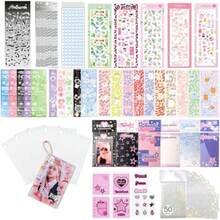 6  Photocard Holder Keychain Toploaders, 6 Wrapped Gift Sets 50 Holographic Card Sleeves For Trading Cards, 35Sheets Deco Stickers, 2 Pcs Cute Little Pendant  II - 星二 - 查看 9
