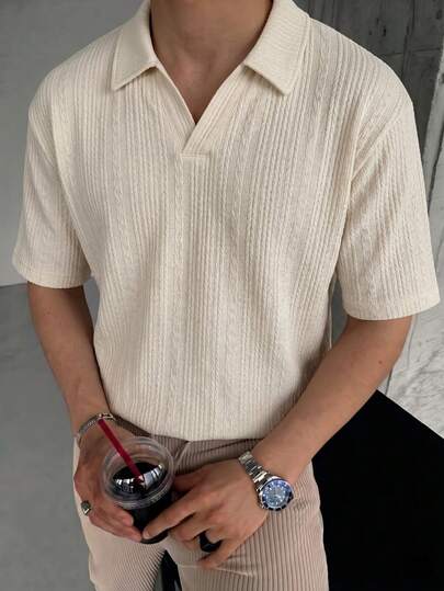 Áo Polo nam Blueprint, màu mơ, cổ áo dệt jacquard, chất liệu vải dệt kim mềm mại, thoáng khí, chống nhăn, thoải mái, phong cách lịch lãm, phù hợp cho mặc hàng ngày, đi làm, công sở nhẹ, trang phục thường ngày, quà tặng cho nam giới.