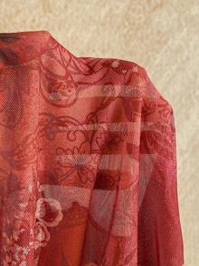 Women's Vacation Back To School Fall Floral Print V-Neck Long Sleeve Babydoll Vintage Tops, Bohemian Sheer Top Boho Blouses Vintage Tops Women Bohemian Top Boho Tops For Women WFED - 彩色 - 查看 7