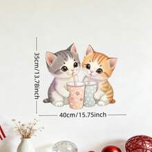 1pc 40cm*35cm Cute Cat Wall Decal, Removable & Residue-Free Wall Sticker For Bedroom, Kitchen, Home Decor - 1PC - View 3
