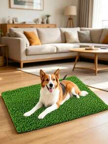 Inodoro de césped artificial realista para mascotas, caja de arena para entrenamiento de gatos/perros, para uso en interiores/exteriores, incluye almohadilla absorbente de orina, absorción de sonido y anti-salpicaduras, fácil de limpiar - M - Ver 8