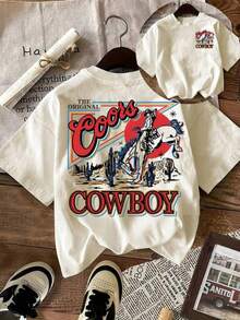 Women's Casual T-Shirt With Graphic Denim Print, Round Neck, Vintage Style, Comfortable, Short Sleeve For Everyday Wear, Summer Clothes For Ladies, Top, Women's Clothing - 白色 - 查看 2