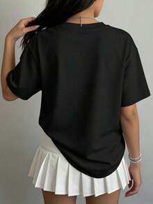 Camiseta Casual de Verano para Mujer, 100% Algodón, Regalo para Amantes del Océano, Camiseta con Estampado de Vida Marina para Proteger Nuestro Océano, para Hombres y Mujeres, Top de Verano para Mujer - Negro - Ver 2