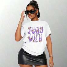 Playera de mujer Cartoon Bangtan Boys, Regalo de ídolo para fans del Army, Concierto Arirang World Tour 2026-2027, Ligera y transpirable para fans, Uso diario casual. - Blanco - Ver 3