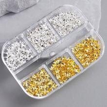 Gold Luxury Star/Heart Shaped Metal Decorations, Alloy Mini Pentagram & Heart Shaped Metal Studs Suitable For Metal Nail, Punk Style Party Manicure Supplies For Women - Multicolor - View 8
