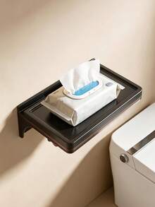 1PC Bathroom Storage Shelf - A Toilet Paper Holder Featuring An Extended Storage Platform. This Sturdy Unit Serves As Both A Mobile Phone Stand And A Storage Shelf, Specifically Designed To Hold Baby Wipes, Bath Essentials, And Various Small Necessities. An Ideal Choice For New Parents, Bathrooms, And Nurseries. - Multicolor - View 9