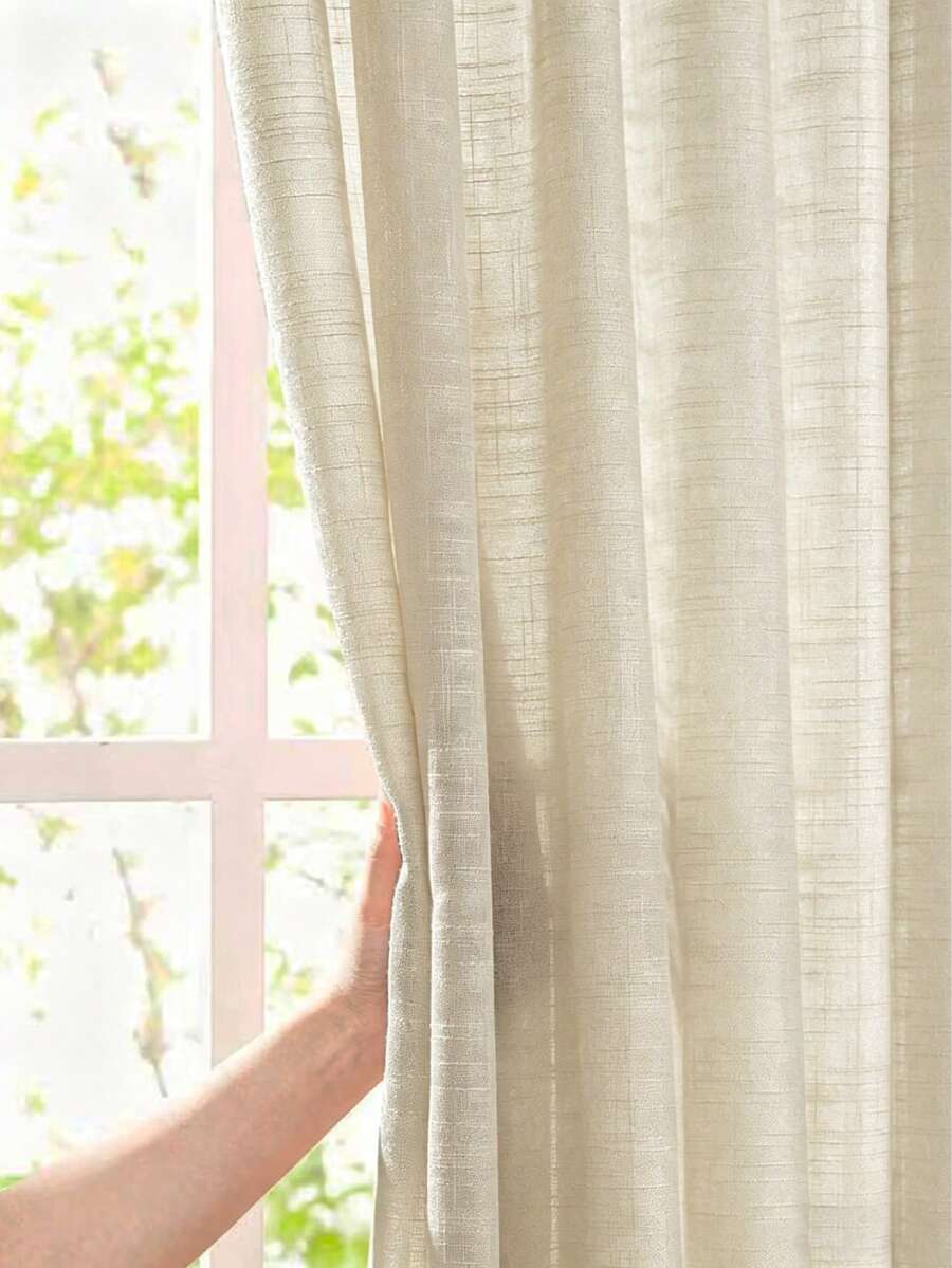 1pc Semi-Transparent Hollow-Out European Style Floral Pattern Bohemian Style Semi-Sheer Curtain, Decorative Curtain For Bedroom, Living Room, Home Decor, Suitable For All Seasons