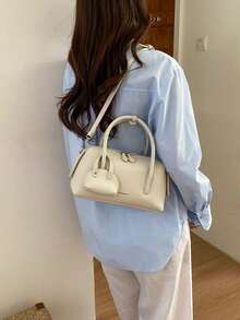 Women's Pillow Handbag, Elegant Minimalist Style, Large Capacity, Shoulder Strap, White - White - View 4