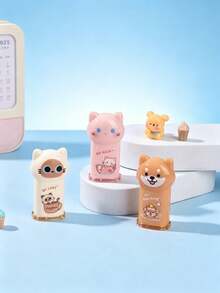 2pcs/Set Cartoon Pet Shaped Manual Pencil Sharpener, Cute Cat & Dog Design Acrylic Multi-Functional Mini Pencil Sharpener, Creative Stationery Gift, Children Art & Drawing Supplies - Sets - View 6
