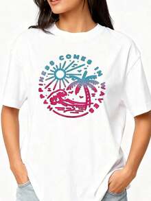 Funny 100% Cotton T-Shirts For Women Happine-2Pure-Cotton - White 1 - View 3