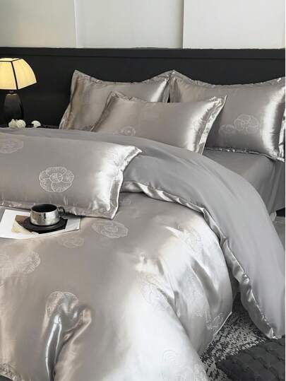 3pcs Jacquard Soft Brushed Bedding Set (1*Duvet Cover + 2*Pillowcases), Suitable For Bedroom & Guest Room