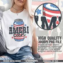 Ameri Can | Instant Download | Sublimation Design | Funny 4th Of July T-Shirt In PNG Format | Funny Independence Day PNG | Beer T-Shirt PNG | Use PNG - 白色 - 查看 2
