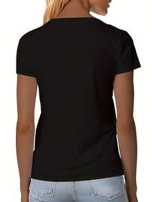 Women's 3D Printed Short Sleeve T-Shirt - Black - View 2