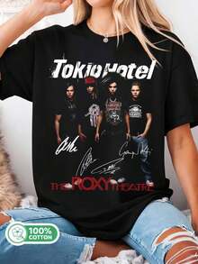 /Tokio Hotel The Theatre Signatures Tee, T-shirt en coton noir du groupe de rock emo, Merch rétro des années 2000 - Noir - Voir 6