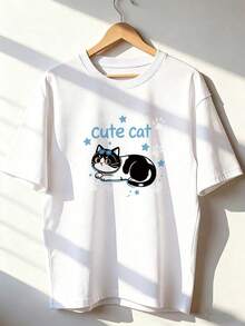 Cute And Kawaii Style Short-Sleeve T-Shirt, Fashionable Short-Sleeve T-Shirt For Spring And Summer 2026, Made In Mexico, 180 Grams. Cartoon Print, Couple Design, Suitable For Indoor Or Outdoor Wear. Crew Neck, Unisex, Ideal For Office And Leisure. One-Piece Pack. - WH-P631577SLNDXZGY594 - 查看 1