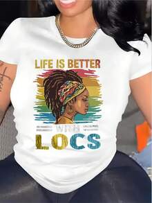 Camiseta Deportiva Casual para Mujer con Gráfico Retro - Camiseta Elástica de Cuello Redondo con Texto LA VIDA MEJOR, Lavable aáquina, Ajuste Cómodo para Todas las Estaciones, Estilo Casual para Mujer. - Blanco - Ver 1