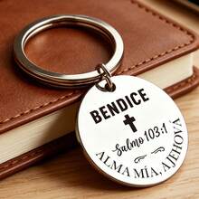Llavero de acero inoxidable inspirador, grabado con texto en español, duradero y elegante, regalo de cumpleaños ideal para amigos, accesorio religioso | Llavero decorativo | Llavero duradero - Plateado - Ver 5