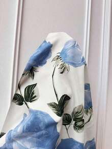 Vestido de mujer con cuello en V y cinturón, manga corta, vestido largo de verano para mujer - Niebla azul - Ver 4