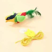 Realistic Bird, Interactive Cat Toy - Realistic Chirping Sound, Artificial Nylon Feathers, Soft Nylon Feather Stick, Handmade Design, Solo Play And Hunting Fun, Suitable For All Cats, Physical Sound, No Battery Required. - Multicolor - View 11