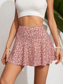 Falda floral para tiempo libre para mujer - Rosa - Ver 5