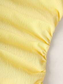 YHHSweetra Vestido casual de línea A amarillo sólido con pliegues, sin tirantes, de moda sencilla para fiestas, playa y citas, primavera y veranoYHH - Amarillo - Ver 4