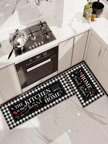1/2 Pieces Sweet Home Kitchen Carpet, Kitchen Is The Heart Of Home, Kitchen Floor Mat, Non-Slip Absorbent Washable Corridor Carpet, Farmhouse Style Kitchen Bar Mat. - Multicolor - View 8