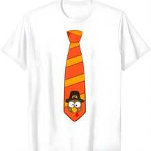 Corbata divertida de Acción de Gracias con pavo para la cena familiar Camiseta - Blanco - Ver 1