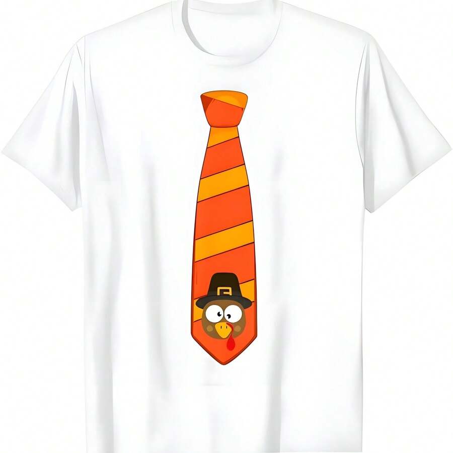 Corbata divertida de Acción de Gracias con pavo para la cena familiar Camiseta - Blanco - Ver 1