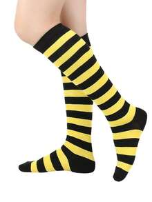 1 Pair Men's Striped Mid-Calf Socks, Casual, Breathable, Sweat-Absorbent, Anti-Odor, Suitable For Daily Life, Style Randomly Sent - Multicolor - View 6