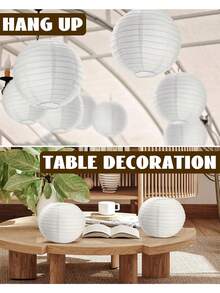 9/18pcs White Paper Lanterns, Decorative Chinese/Japanese Style Round Hanging Paper Lanterns, Suitable For Birthday, Wedding, Christmas, Bridal, Home Decor, Party Decoration - White Lanterns - View 8