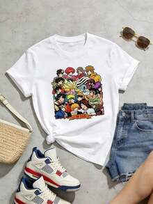 Camiseta de manga corta con cuello redondo suave y casual de verano para mujer, tops para salir, algodón, vintage, estilo callejero europeo y americano, casual deportivo, estilo unisex, estilo casual urbano, tops bonitos, Gen Z, curvas, ropa Y2K, camisetas divertidas, tops para damas, conjuntos de vacaciones para mujer, top lindo, camiseta gráfica, conjuntos de primavera, camisetas holgadas, ropa de calle retro, estilo de los 90, estilo de los 2000, subcultura, top negro, tops blancos, atuendo de fiesta de los 90. Blanco - Blanco - Ver 4