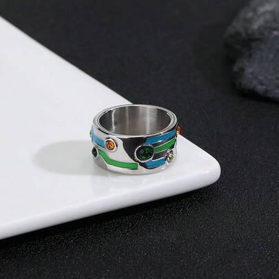 Cyberpunk Identity Ring, Luminous, Hip-Hop, Versatile, , European And American Style, Cool, High-End Ring For Men And Women