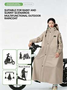 1 Set Minimalist Letter Print Full Body Waterproof Raincoat For Women, Motorcycle/Scooter Riding, Lightweight Yet Hooded Rainwear, Suitable For Commuting & Outdoor Activities, Ultimate Windproof & Waterproof PVC Jacket - Women's - View 10