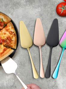 1pc Stainless Steel Cake Spatula, Suitable For Cutting Cakes, Pizzas And Cheeses. It Is A Baking Tool, Specially Designed For Cutting Thin Pizza Bases, Baking Utensils And Pizza/Cake Cutting Knives. It Is Also An Indispensable Accessory In The Baking Process. - Multicolor - View 9