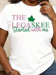 Women's Crew Neck T-Shirt With "The Legaskee Started With Me" Print, Ideal For Casual Wear And St. Patrick's Day Celebrations. It Makes A Great Gift For Family And Friends, Suitable For Summer And Fall Celebrations, A Perfect Gift For Patriots And Independence Day, And An Excellent Present For Friends And Family. - 白色 - 查看 1