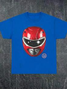 Red Power Ranger TeeNew Casual T-Shirts For Men And Women - 藍色 - 查看 1