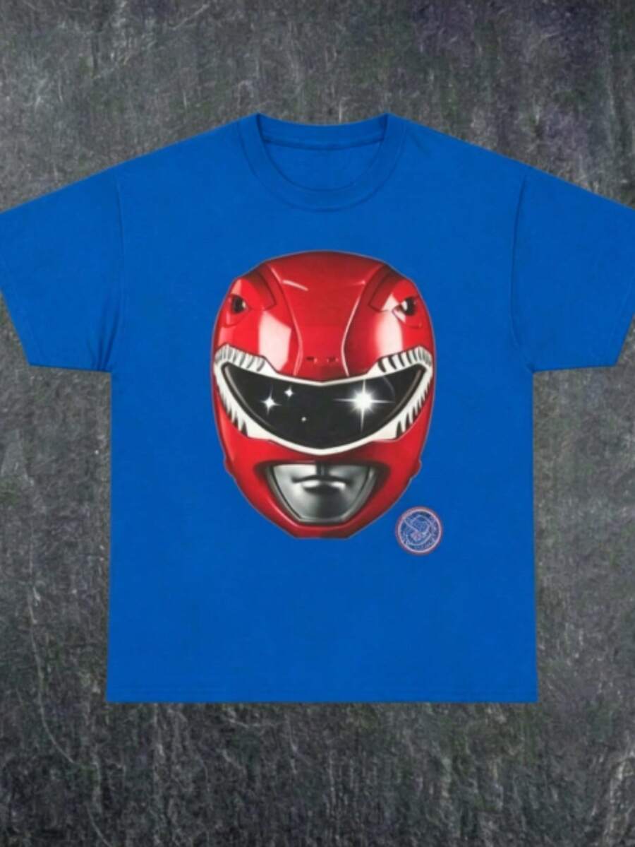 Red Power Ranger TeeNew Casual T-Shirts For Men And Women - 藍色 - 查看 1